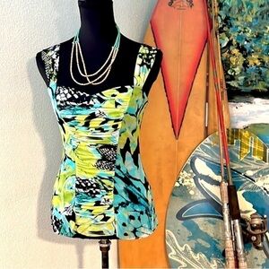 Elana Kattan,WOW!Incredible Wide Ruched Chiffon Vibrant Cami,Made in USA,Stretch